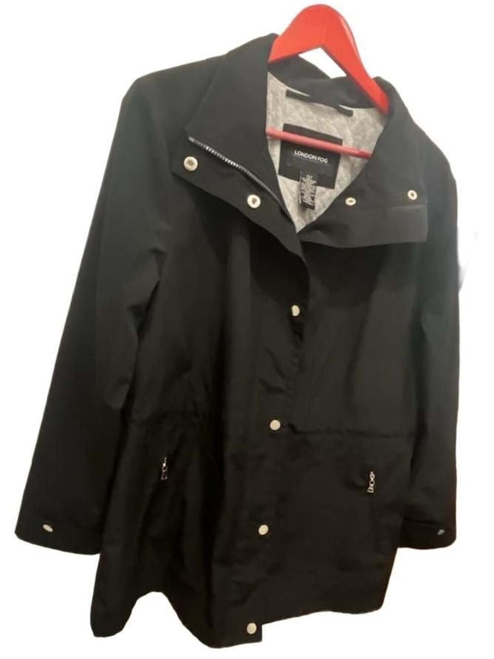 London Fog Black Utility Rain Jacket Size L